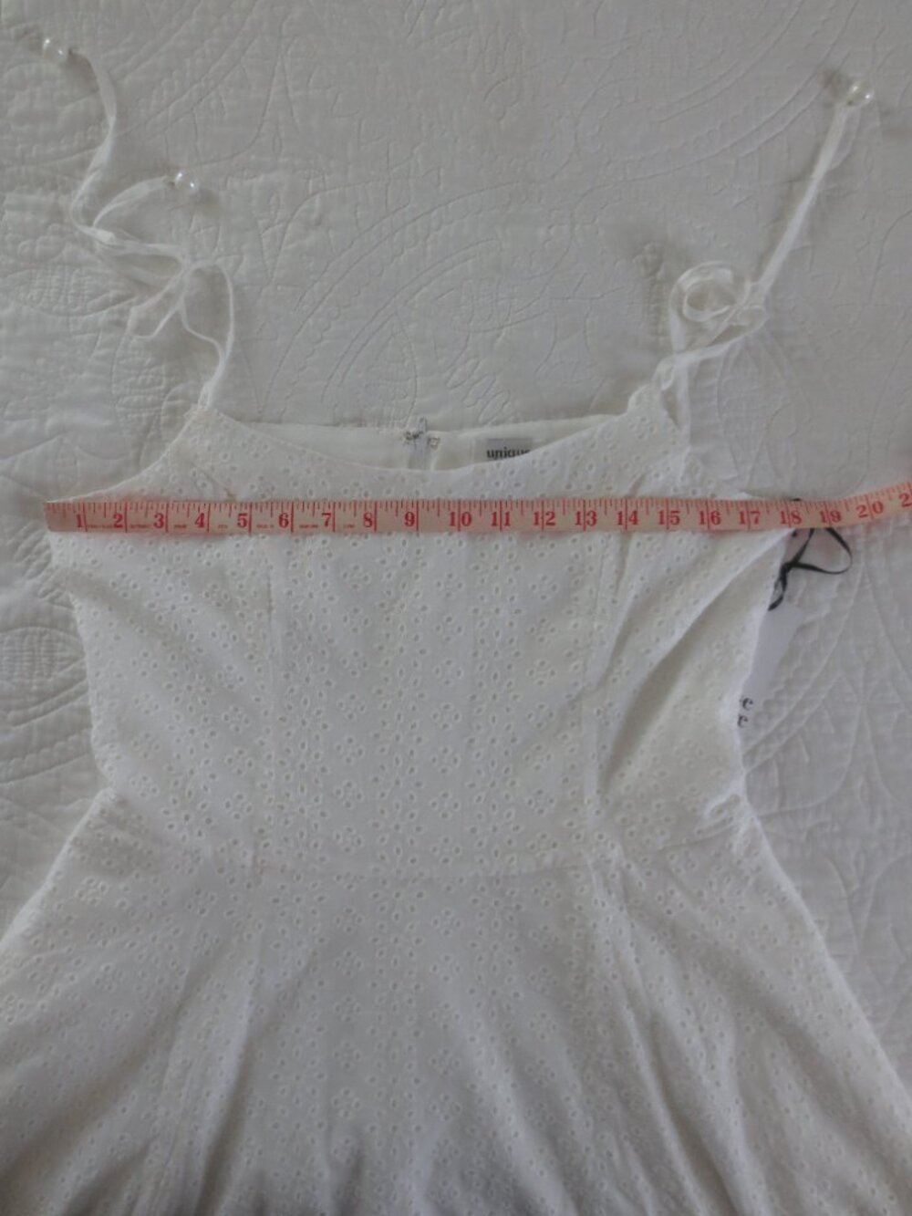 Unique Vintage Cottage Core White Fit & Flare Cotton Dress - Picture 12 of 13
